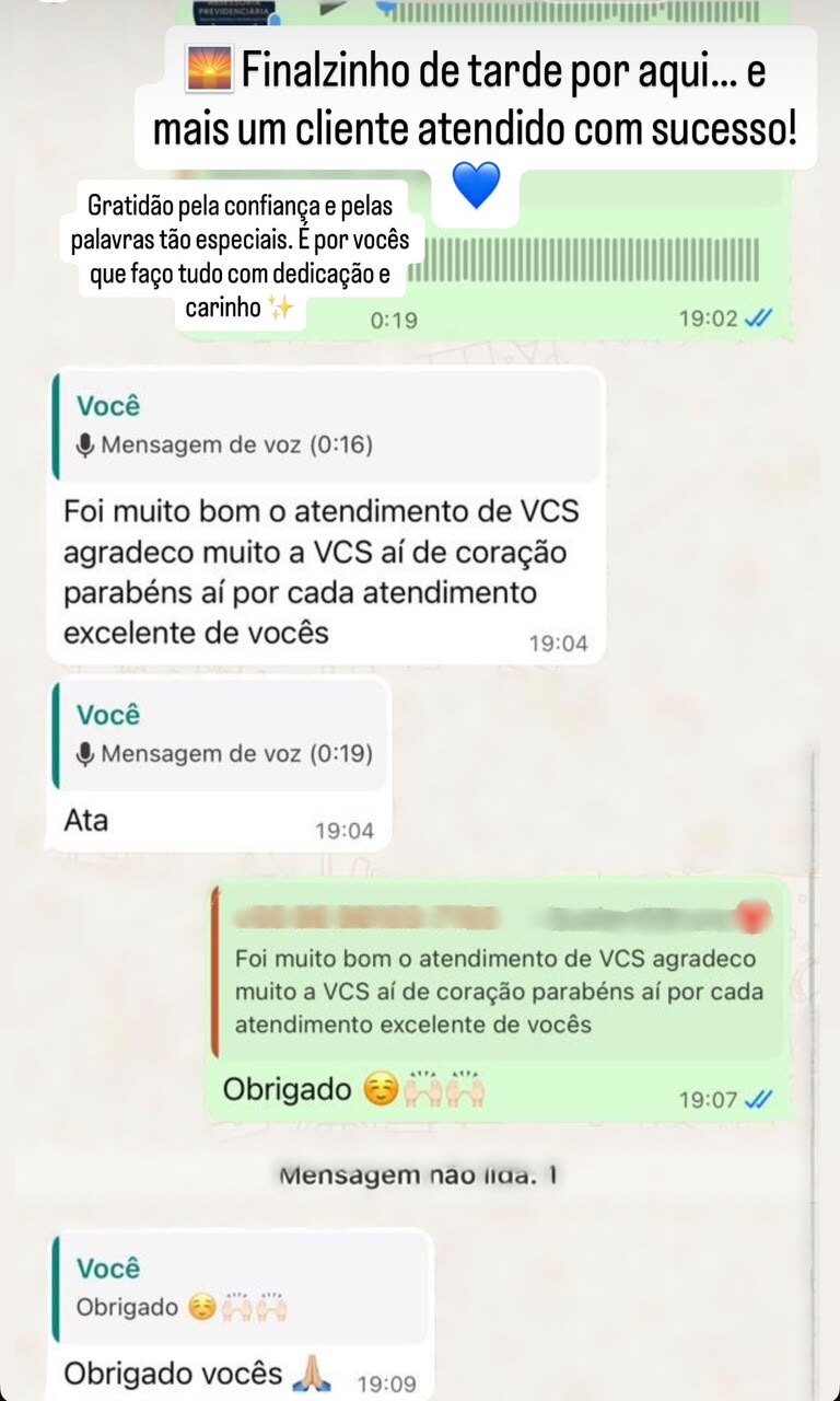 Mensagem de agradecimento por um atendimento excelente